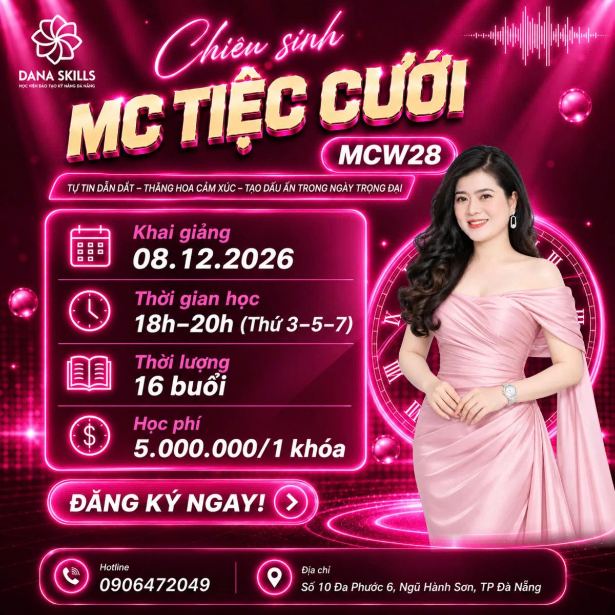 DaNa Skills chiêu sinh tháng 12/2026: Khóa học MC, Giao tiếp & Thuyết trình, Luyện giọng