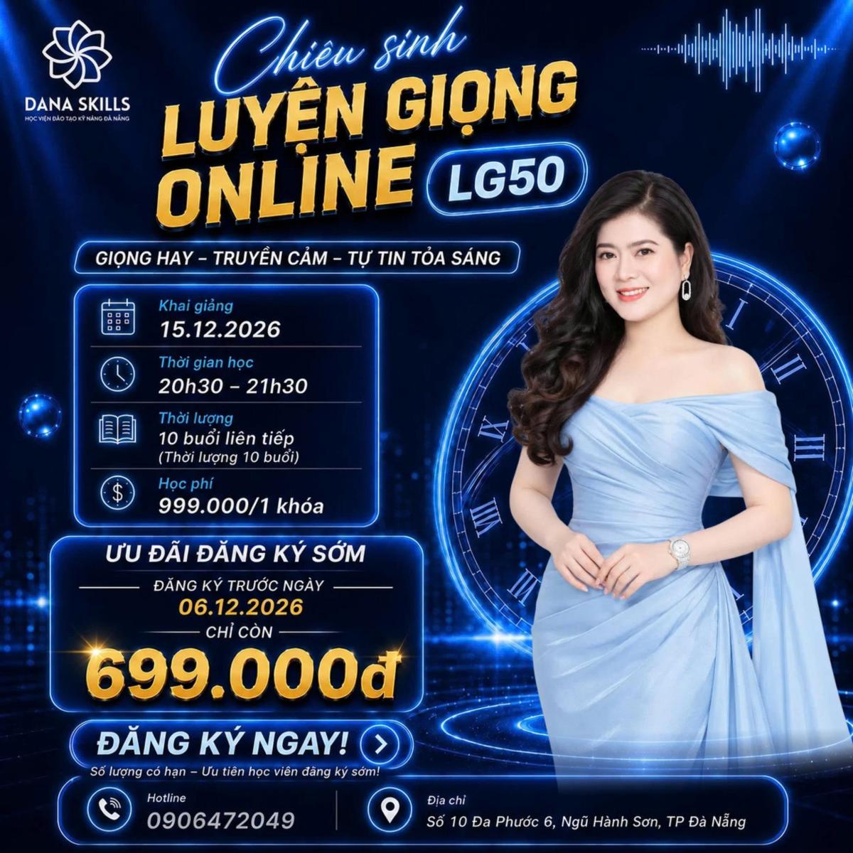 DaNa Skills chiêu sinh tháng 12/2026: Khóa học MC, Giao tiếp & Thuyết trình, Luyện giọng